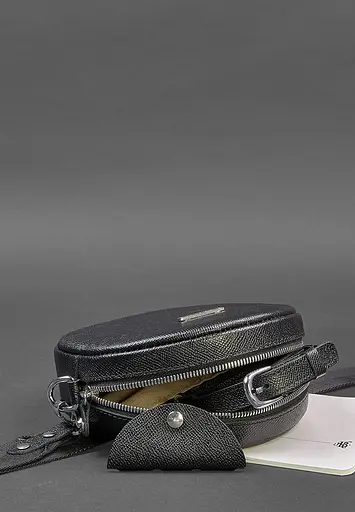 Кругла жіноча шкіряна сумочка Tablet чорна Blackwood - фото 4