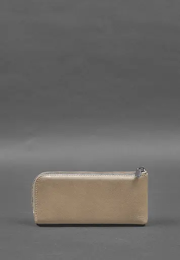 Кожаный портмоне-купюрник на молнии 14.0 светло-бежевый - фото 7