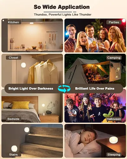 Push-светильники ALTUY USB с пультом дистанционного управления, RGB Сменный Tap Light Мощный Puck Lights Stick - фото 5