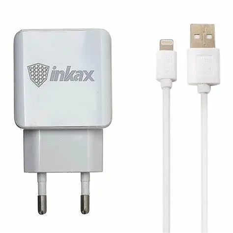 Мережевий зарядний пристрій INKAX CD-08 + зable Lightning 1-Port USB 1 A White - фото 1