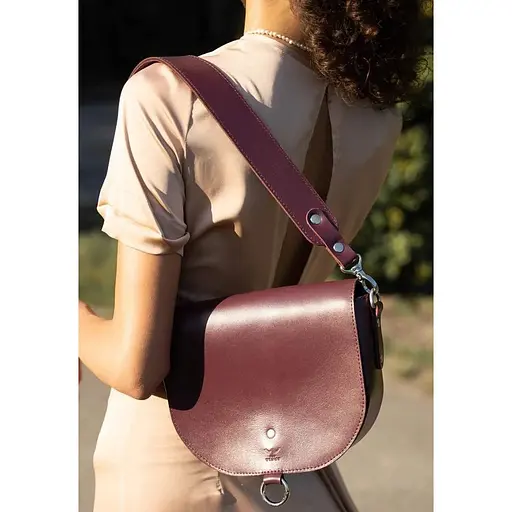Женская кожаная сумка Ruby L бордовая  краст - фото 1