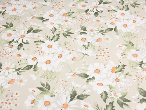 Тканина з тефлоновим просоченням з принтом Ромашка (від 1 м) Бежевий - фото 4