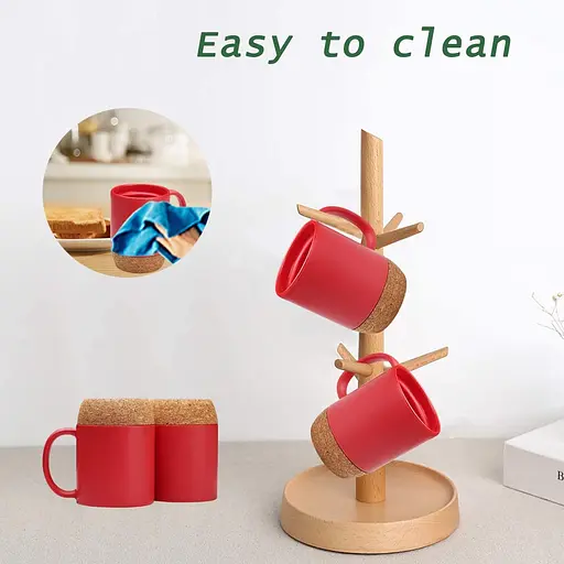 Керамічний кавовий кухоль OldBro REd 400 мл з ізольованим корковим дном і кришкою - фото 5