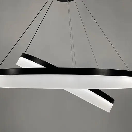 Сучасна люстра на два кільця 80+60 см у чорному каркасі | Line F | Арт. YO18-800+600 BK - фото 5