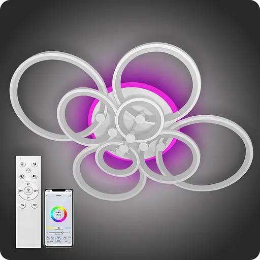 Люстра світлодіодна 517 Light 3color з пультом 196Вт Білий (01021) - фото 2