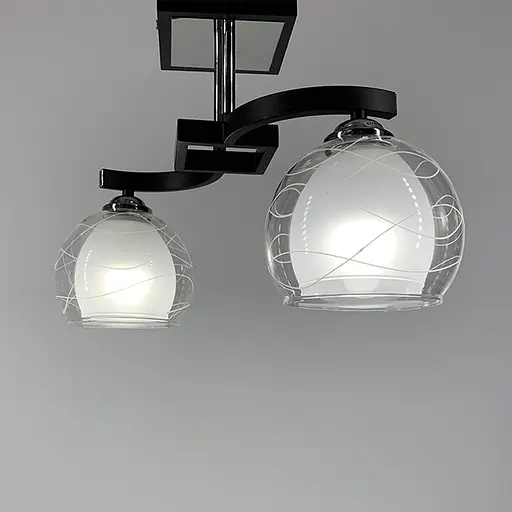 Стельова люстра в чорному корпусі на 2 подвійних плафони Line.F 51098/2 - фото 3