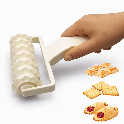 Скалка валик накатка нож ролик резак кондитерский для нарезки теста и мастики Волна Белый 88147 - фото 2