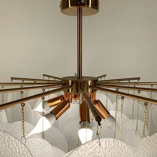 Потолочная люстра в цвете медь с уникальными стеклянными пластинами Line.F Диаметр 80см - фото 6