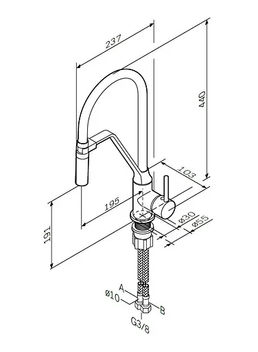 Смеситель для кухни AM.PM Like F8013000 Черный - фото 3