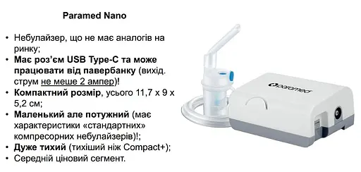 Ингалятор (небулайзер) Paramed Nano Type-C компрессорный - фото 5