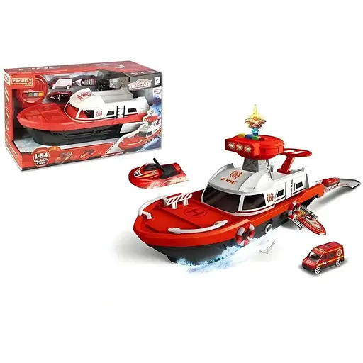 Корабль 660 A-247 парковка, звук, подсветка, инерция, масштаб 1:64 в коробке красный