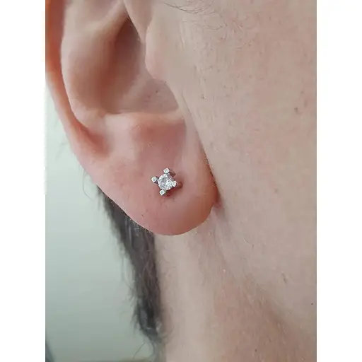 Срібна моносережка пуссета Астор з фианитом. 8131336/1Р - фото 2