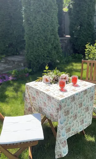 Водовідштовхувальна Скатертина Великодня пасочка (блакитна) 340х140 см (+ 7 серветки 30х40) - фото 6