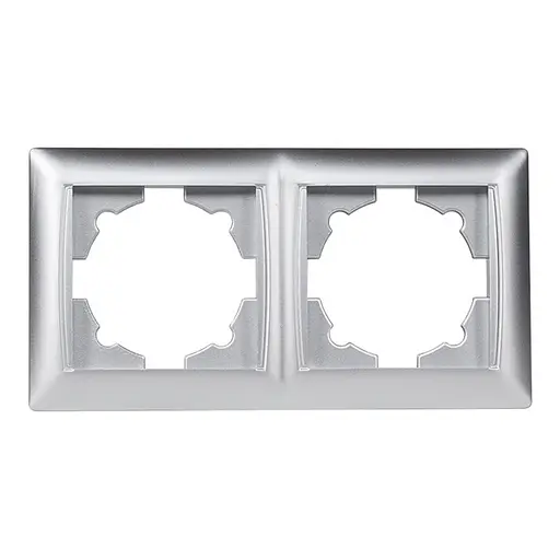 Рамка 2-я горизонтальная Primera 3522 серебро (LUXEL)  - фото 1