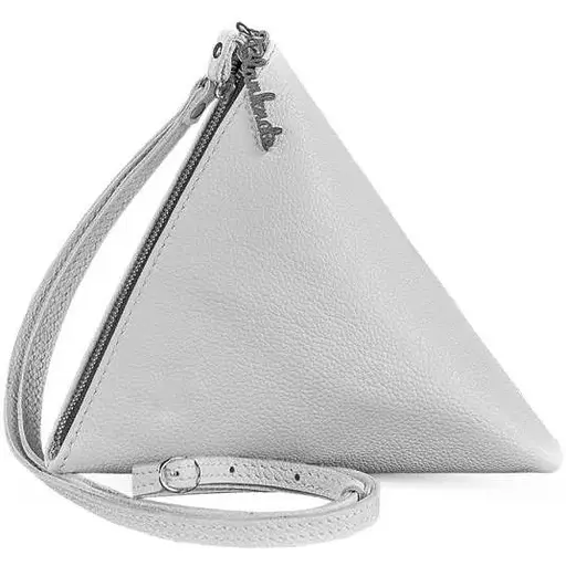 Шкіряна жіноча сумка-косметичка Піраміда біла - фото 1