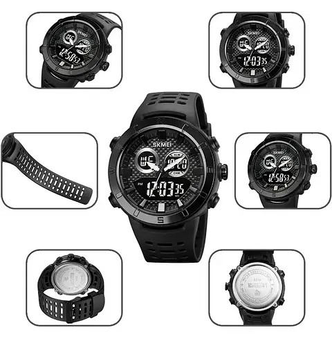 Годинник чоловічий наручний спортивний Skmei 2014 (Чорний з чорним) - фото 7