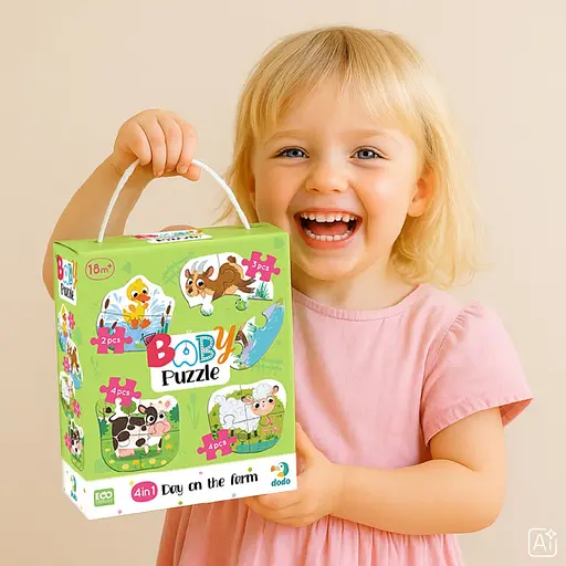 Детский пазл 4 в 1 "Baby puzzle. День на ферме" DoDo Toys 300687 набор 4 в 1 - фото 6