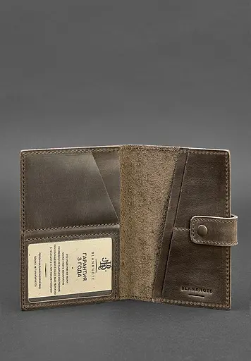 Шкіряна обкладинка для паспорта 5.0 (з віконцем) темно-коричнева - фото 4