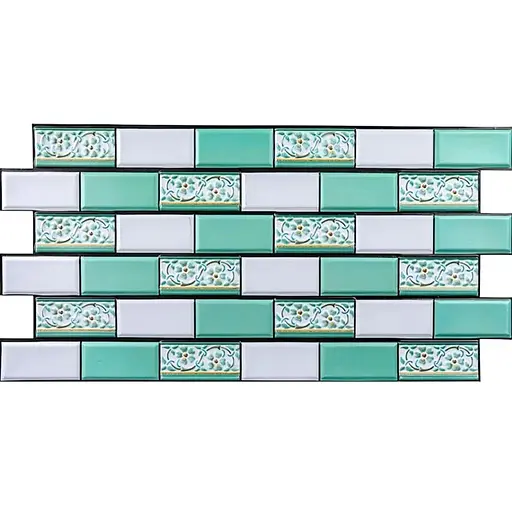 Декоративная панель ПВХ 960х480х4мм Кирпич зеленый орнамент SW-00001429 - фото 1