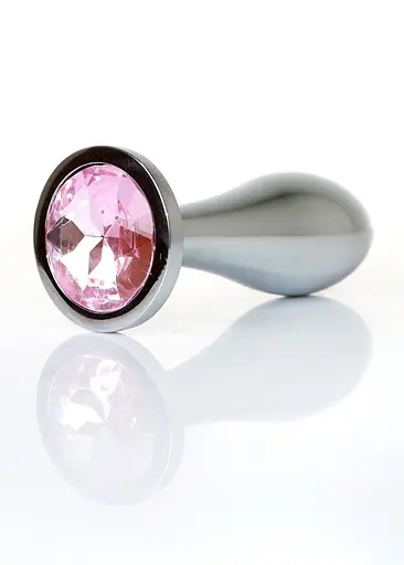 Анальна пробка Jewellery Silver Plug Clear M 9.2 см (рожевий) - фото 3