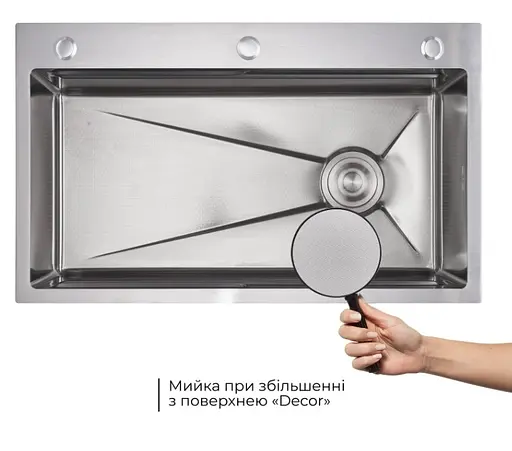 Кухонная мойка встроенная Lidz Handmade H7545 Decor Honeycomb 3,0/1,0 мм LDH7545DEC48372 - фото 3