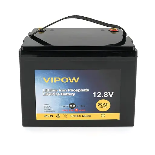 Акумуляторна батарея Vipow LiFePO4 12,8V 50Ah з вбудованою ВМS платою 40A, (229x138x208) Q1 - фото 1
