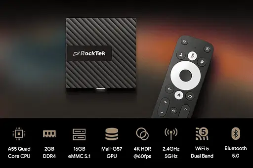 Смарт ТВ приставка Smart TV Box Android 12 RockTek GB1 2/16GB - фото 3