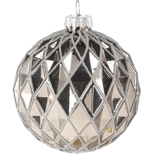 Елочный шарик Chomik стеклянный зеркальный 8 см рельеф ромб (MAL4013)