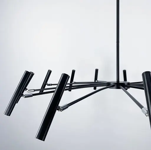 Сучасна трубчаста люстра з 12 регулюючими плафонами | Арт. ST01/12 BK | Line F - фото 2