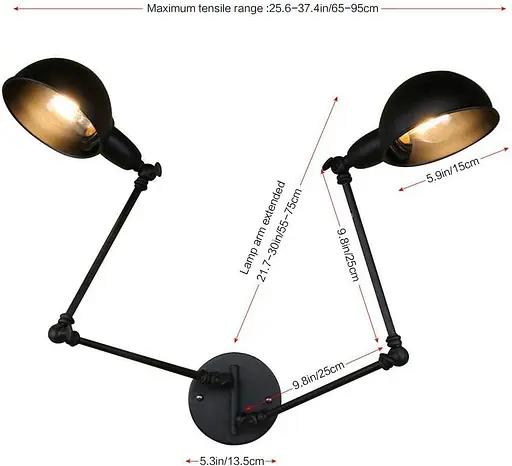 TRADE Черные ретро-регулируемые настенные светильники - фото 5