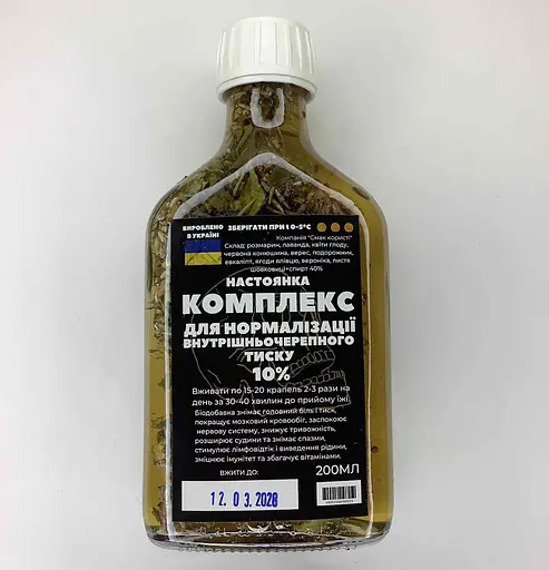 Настойка на травах, цветах, листьях комплекс  для нормализации внутричерепного давления, 200 мл - фото 1