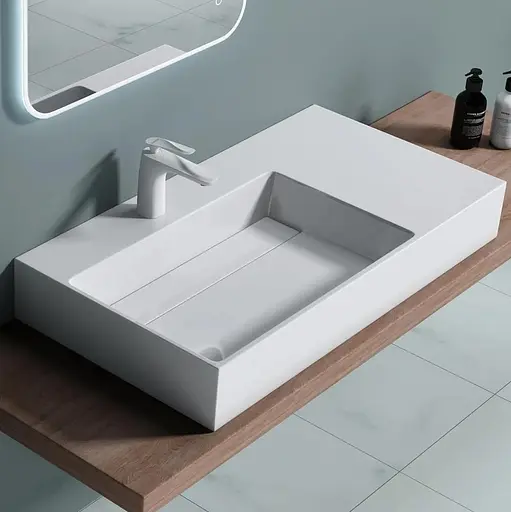 Умивальник Rea Archi 75 white накладний підвісний REA-U4300, Білий - фото 3