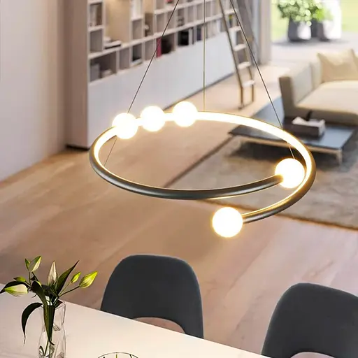 Чорна LED люстра з акриловими кульками у 2-х розмірах | Line F | Арт. 901BK LED - фото 5