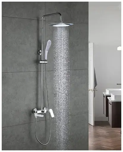 Душова система Gappo G2448, вилив - перемикач на лійку, білий/хром - фото 2