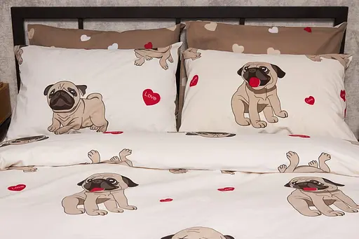 Комплект постельного белья Moon&Star Бязь Gold Люкс Bulldog Love полуторный 143х210 наволочки 4х70х70 - фото 2