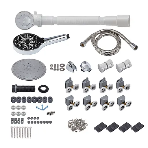 Душевой бокс без гидромассажа Mixxus Strong SB01-90x90x215-GR Satin с высоким поддоном MI6885, Хром матовый, тонированный, хром матовый - фото 9