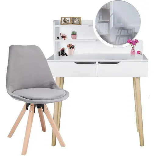Туалетний столик Jumi Scandi + крісло Saida сірий