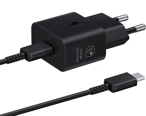 Зарядний пристрій Samsung 25Вт USB-С, кабель USB-C USB-C, 1м, чорний (EP-T2510XBEGEU) - фото 1