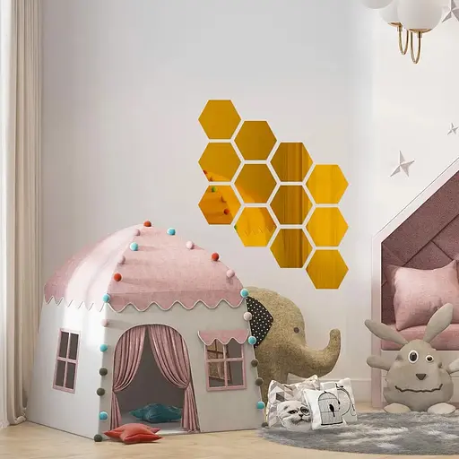 Дзеркальний декор Wall Sticker SW-00002516 акриловий самоклеючий 85х95 мм 12 шт. золото - фото 5