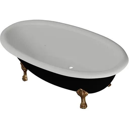 Ванна отдельностоящая матовая Amdcon Olmpa 180x90 черная из литого камня бронзовые ножки OLMPA_180_nzhk-br_BLACK_MAT Черный матовый - фото 1