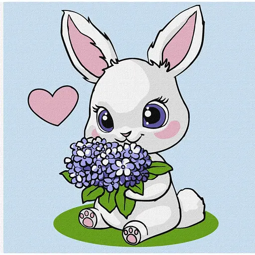 Картина по номерам "Зайчик з гортензіями" ©art_selena_ua KHO1244, 25х25 см