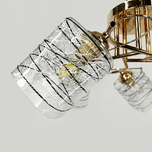 Люстра золота на 5 плафонів з чорно-білими візерунками | Line F | Арт. 9513/5 GD - фото 3