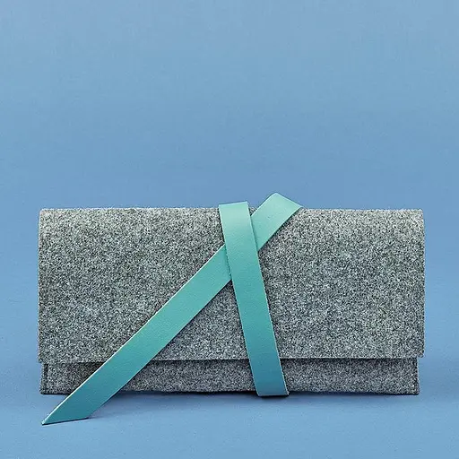 Женский тревел-кейс 1.0 из фетра с кожаными бирюзовыми вставками - фото 5