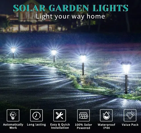 Набір з 8 садових світильників на сонячних батареях Solar 8 Stake Lights вуличні ліхтарі підсвічування - фото 5