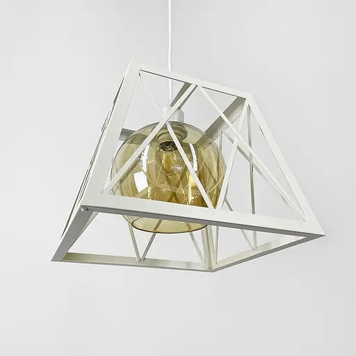 Світильник Лофт у корпусі білого кольору із янтарним плафоном | Арт. 12308/1 WT+AM | Line F - фото 1