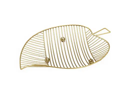 Металлическая фруктовница Maestro MR-1038 в форме листа – золотая корзина для кухни и стола - фото 1