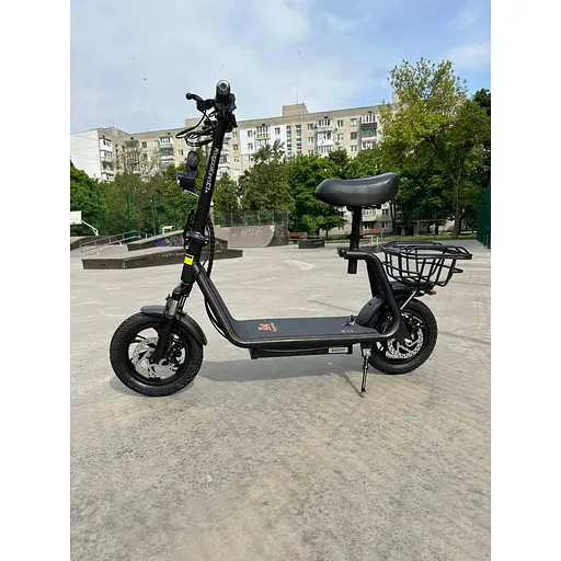Электросамокат с сиденьем Kugoo C1+ PLUS (1000W 18Ah) Черный - фото 2
