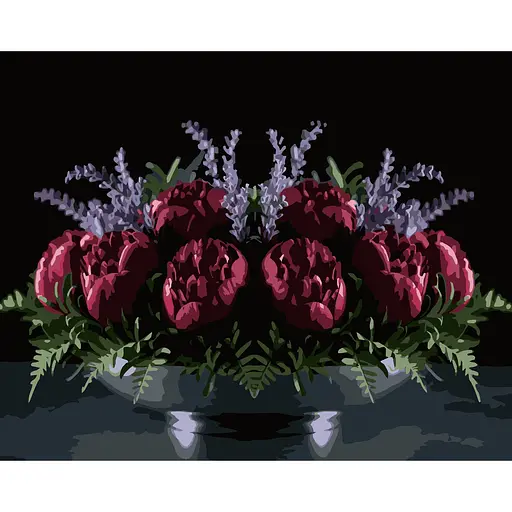 Картина по номерам Strateg Красные пионы на черном фоне 50 x 40 см (AH1280) - фото 1