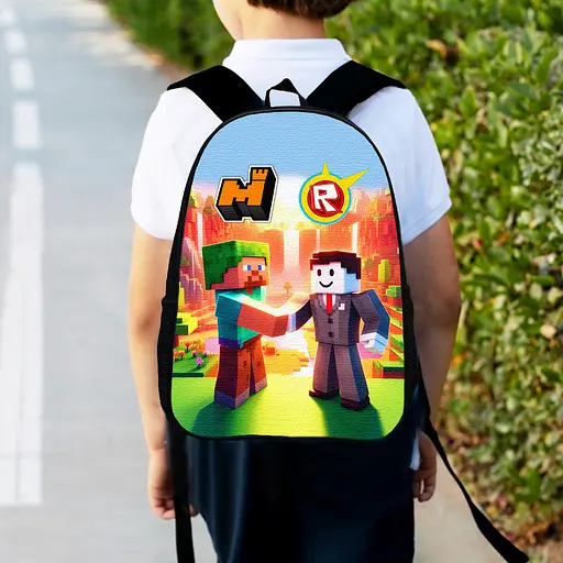 Рюкзак детский Майнкрафт и Роблокс дружба "Minecraft" 34х27 см, ранец Roblox городской для мальчика (00538)