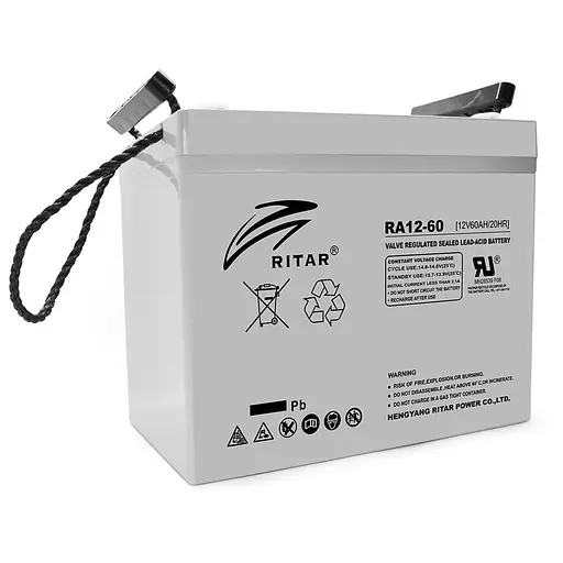Аккумуляторная батарея AGM RITAR RA12-60, Gray Case, 12V 60.0Ah ( 260 x 169 x 211 (218) ) Q1